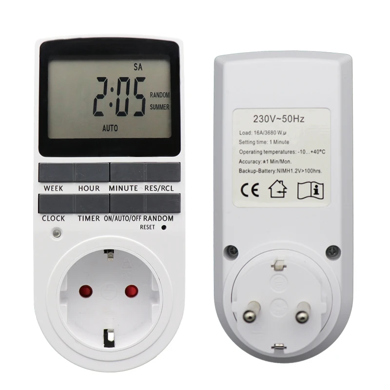 Electronic Digital Timer Switch EU US FR BR Plug Kitchen Timer Outlet 230V 110V 7 Day 12/24 Hour Programmable Timing Socket