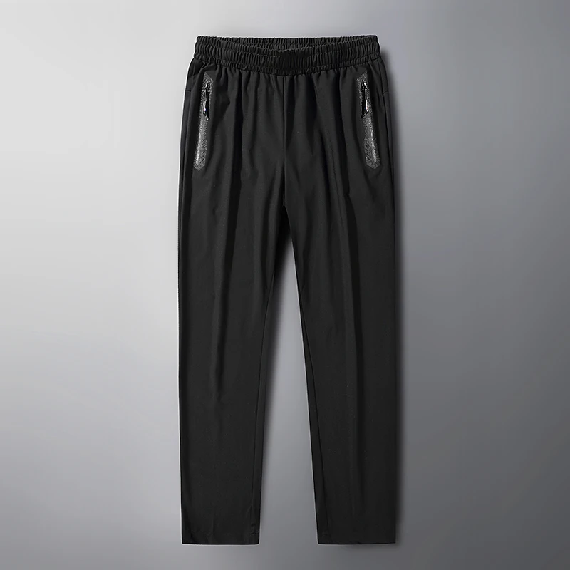 Pantalon oversize en soie glacée 8XL pour hommes, été mince, mode coréenne, Tube droit à neuf points, ample, sport, séchage rapide, pantalon décontracté