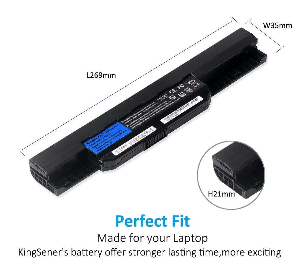 KingSener 5200mAh A32-K53 Laptop Battery For ASUS K43 K43E K43J K43S K43SV K53 K53E K53F K53J K53S K53SV A43 A53S A53SV A41-K53
