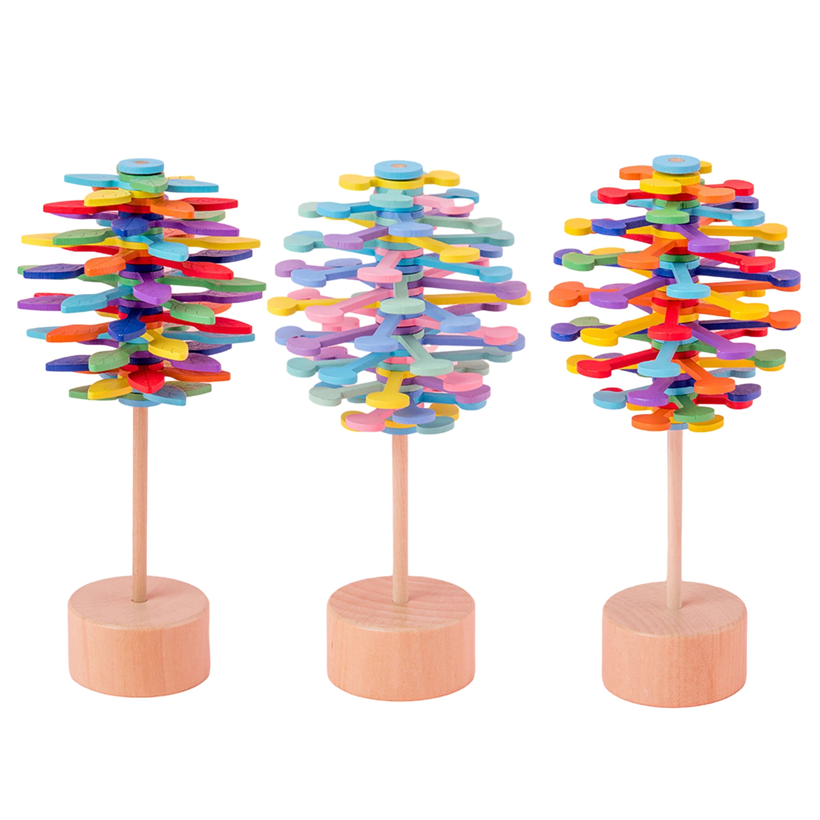 Wooden Spiral Lollipop Stress Relif Toy Spinning Magic Wand Decompression Kit Fibonaccis Sequences Toy Art Decoration Kids Gift