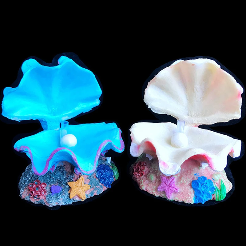 Imitation Resin Shell Pearl Aquarium Fish Tank Ornament Shell Bubbler Bubbling Decor Aquarium Landscaping Pearl Scallop