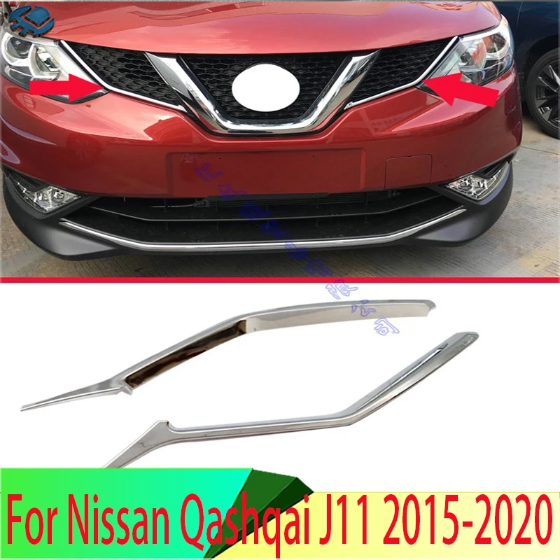 For Nissan Qashqai J11 2015-2020 ABS Chrome Front Center Mesh Grille Grill Cover Radiator Strip Trim Decoration Car Styling