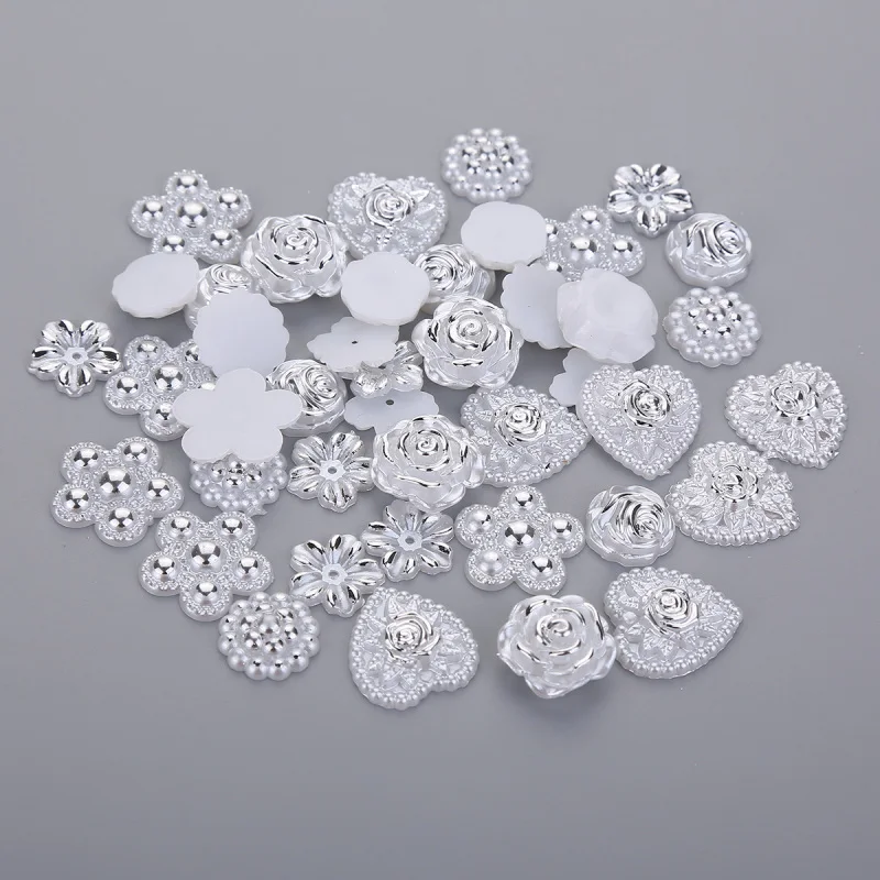 9 di disegno 12-20mm Imitazione ABS Metà Intorno FlatBack Borda il Fiore Della Perla Per Il FAI DA TE Scrapbook Decorazione Dei Monili 10 -50pcs