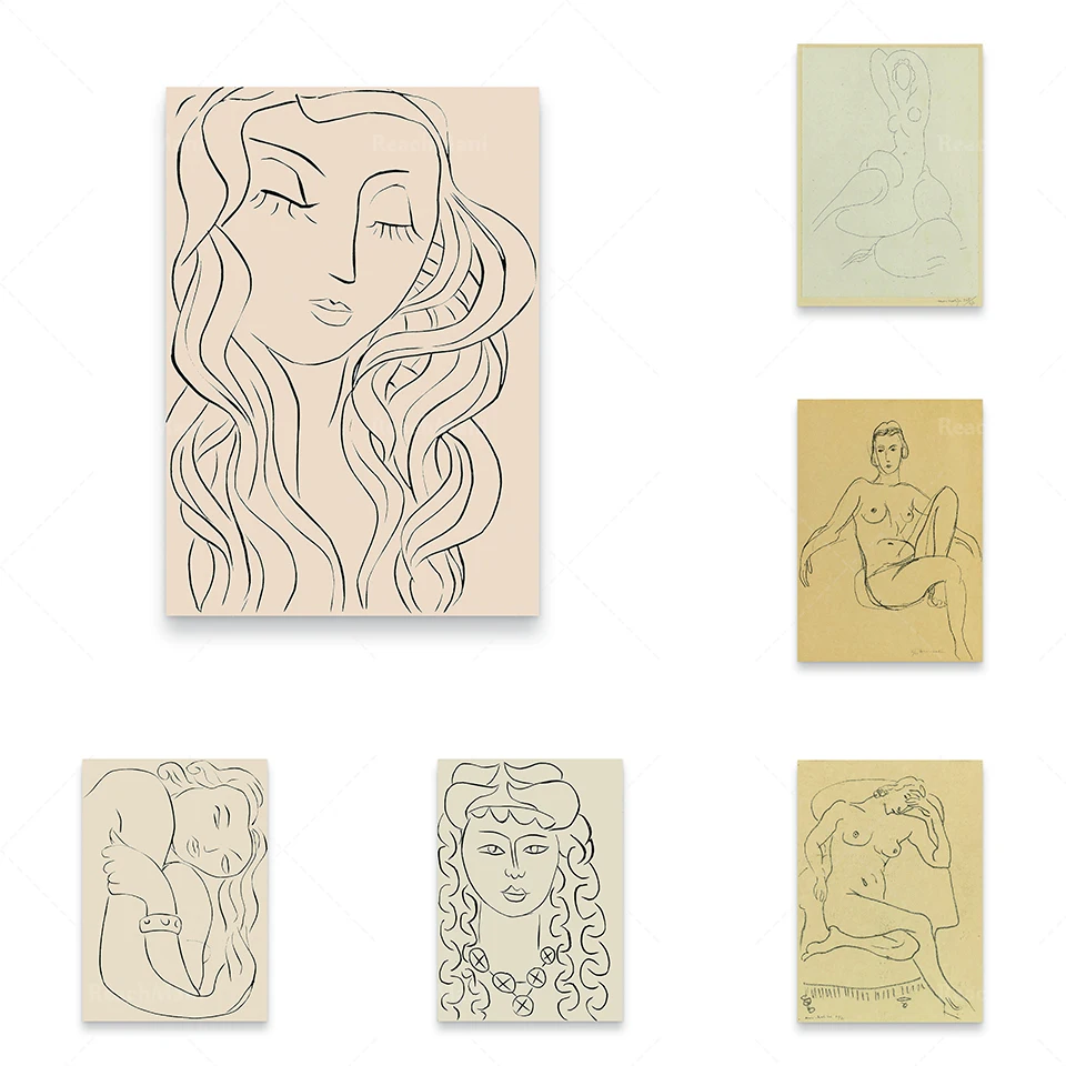 Croquis d'Henri Matisse, impression d'art vintage, conception d'impression