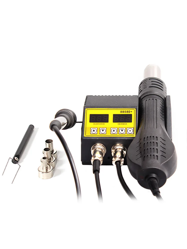 

8858D + Portable 2-in-1 Hot Air Gun Desoldering Station BGA Rework Desoldering Chip Electric Iron Soldering Station