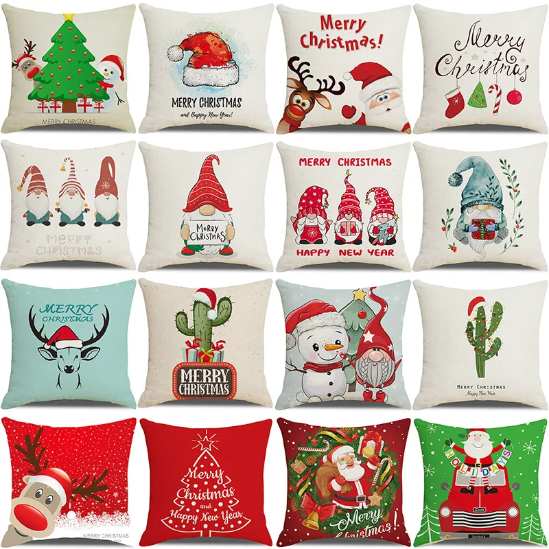 18 X 18 Inch Merry Christmas Gifts Throw Pillow Case Cushion Cover Home Office Living Room Sofa Car Decorative Linen Pillow Case