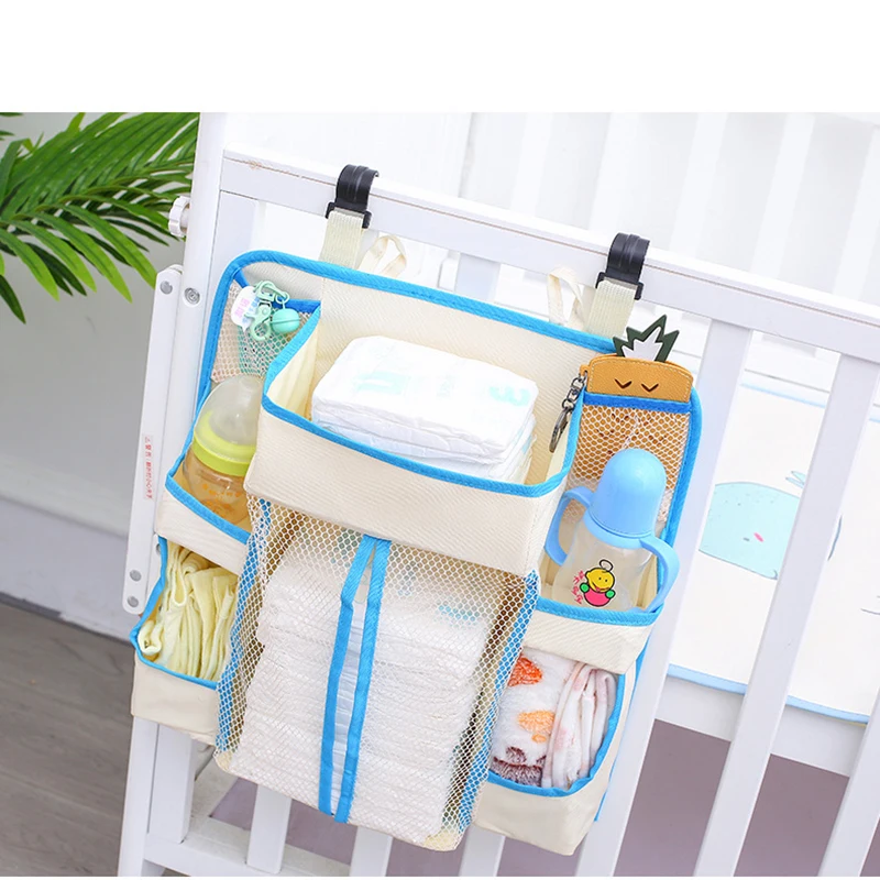 Newborn Baby Crib Hanging Bag anging Baby Diaper Caddy Multi-Function Storage Bag Organizer Diaper Stacker for Changing Table