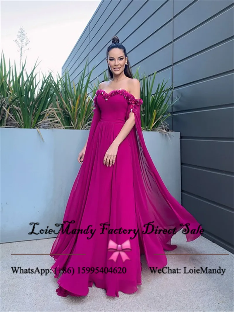 Amazing Chiffon Prom Dresses Long 2022 Hand Made Flowers Evening Party Dress For Women New Fashion vestidos elegantes para mujer