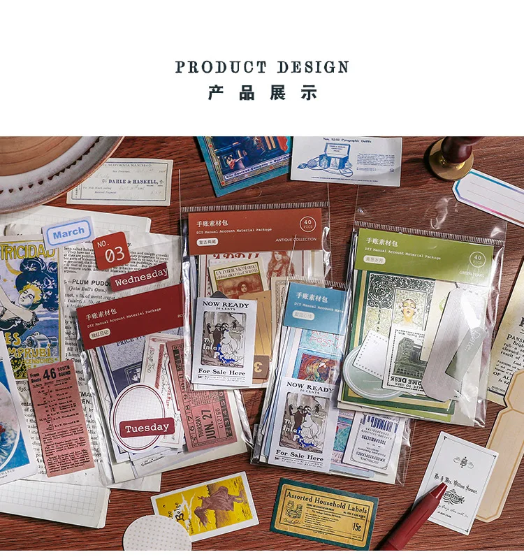 40pcs/lot Memo Pads Sticky Notes Vintage Ins series Paper diary Scrapbooking Stickers Office School stationery Notepad