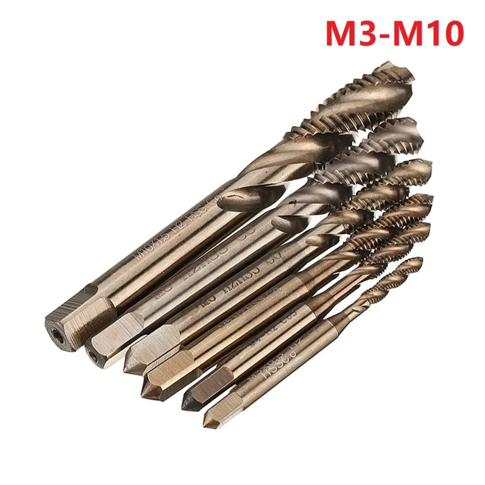 M3-M10 Tap HSS Cobalt M35 Machine Sprial Flutes Taps Metric Screw Tap Right Hand Hand Repair Tools Accessories