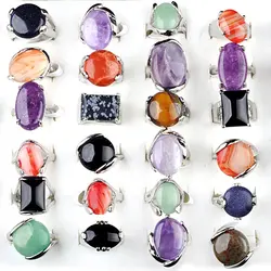 Imixlot 10PCS Colored Natural Small Stone Rings Mix Style Fashion Women Rings Party Wedding Jewelry Wholesale Lot Ring