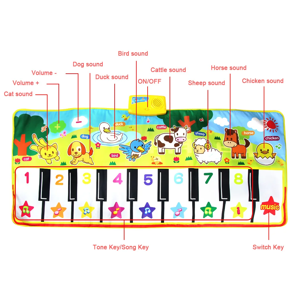 7 Styles Big Size Baby Musical Mat Toys Piano Toy Infantil Music Playing Mat Kids Early Education Learning Children Gifts