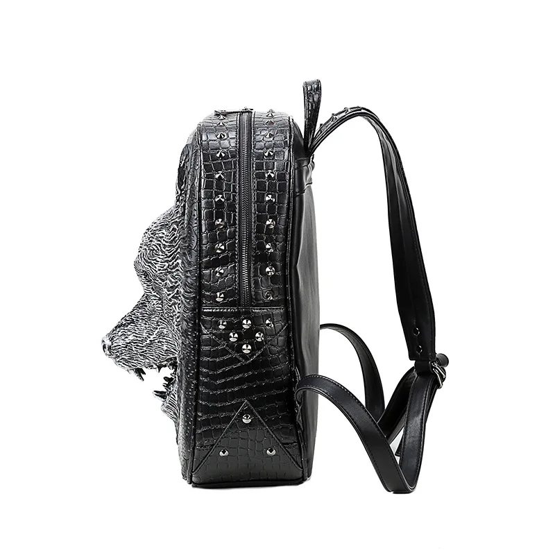 Imagem -06 - Wolf Cabeça Mochila para Meninas Adolescentes pu Leather Shoulder Bags Mochila Escolar Alta Qualidade Laptop Homem 3d