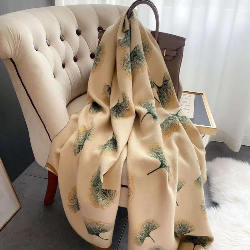 65*185cm  winter scarves for men women 3 colors fashion warm flora print cashmere 350g