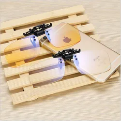 1pair Yellow/White Resin Anti Blue Light Ray Clip On Eyeglasses Filter Blocking Glasses Office Computer Anti UV Strain Relief