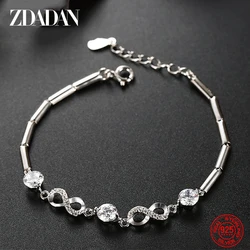 ZDADAN 925 Sterling Silver Bowknot Bracelets For Women Fashion Jewelry Accessories