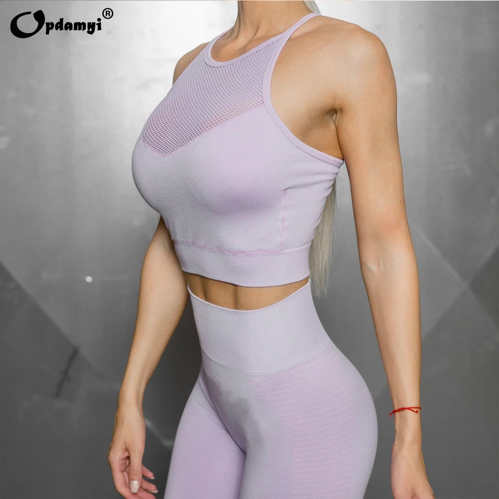 Summer Seamless Yoga Set Women Gym Clothing Sportswear Hollow Out High Waist Yoga Leggings Sports Bra Pants Suit Workout Clothes