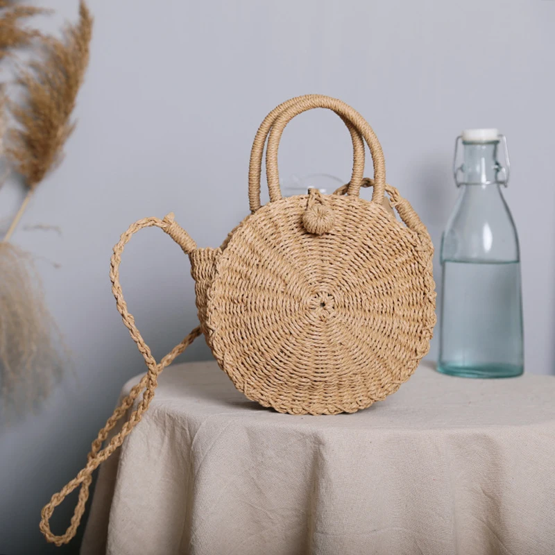 

Summer Holiday Beach Straw Woven Crossbody Bag Women Round Handmade Rattan Satchel Small Handbag Female Travel Purse Bolso Mujer