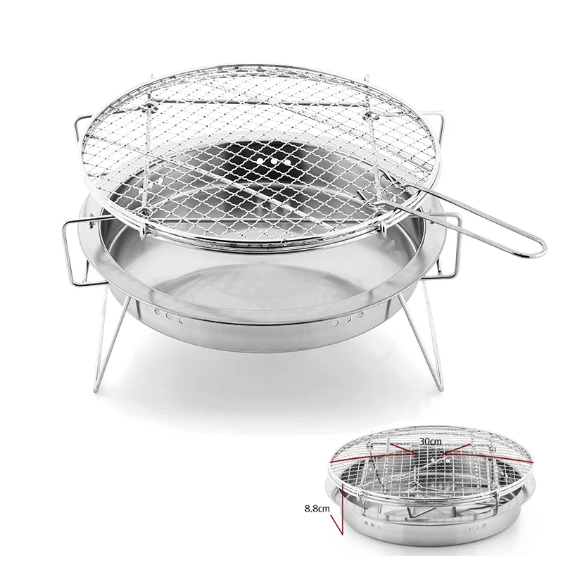 

Small outdoor family barbecue stainless steel portable BBQ folding picnic charcoal grill stove net camping tool charbroiler
