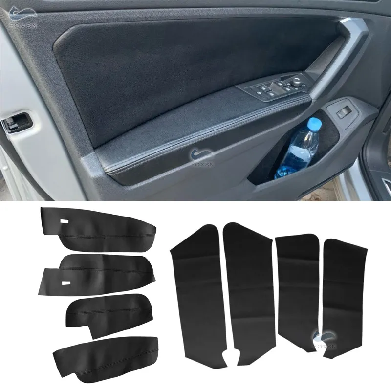 For VW Tiguan 2017 2018 2019 4pcs Microfiber Leather Interior Door Panels Guards / Door Armrest Panel Cover Protective Trim