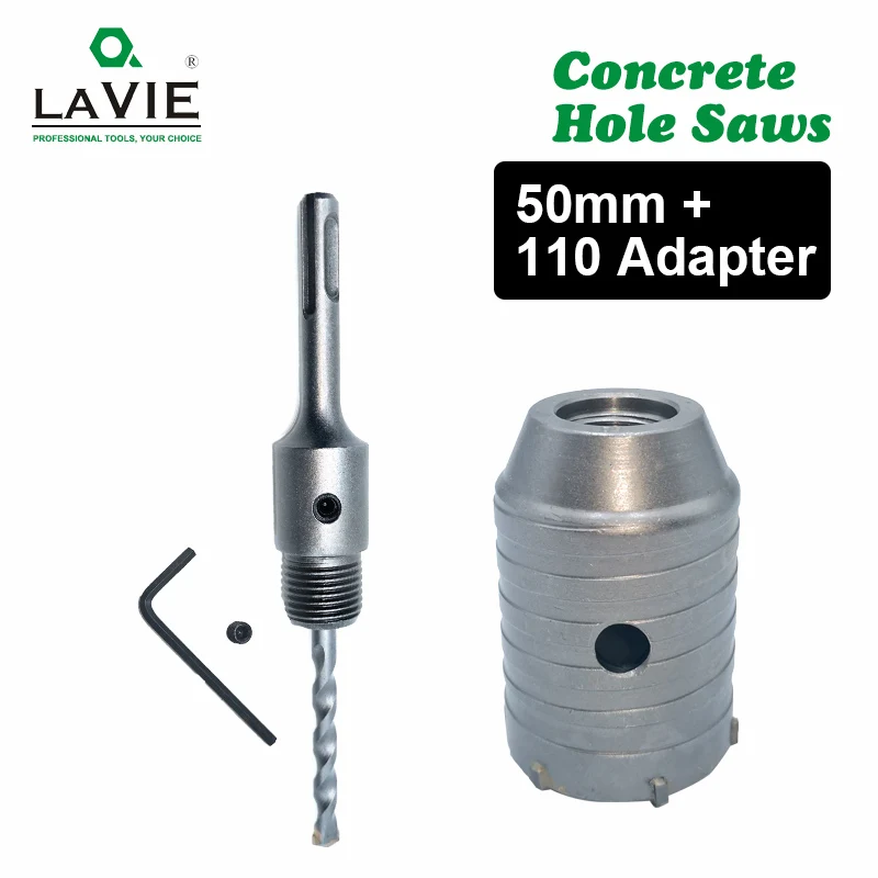 

LA VIE 1 set SDS PLUS 50mm Concrete Hole Saw Electric Hollow Core Drill Bit Shank 110mm Cement Stone Wall Air Conditioner Alloy