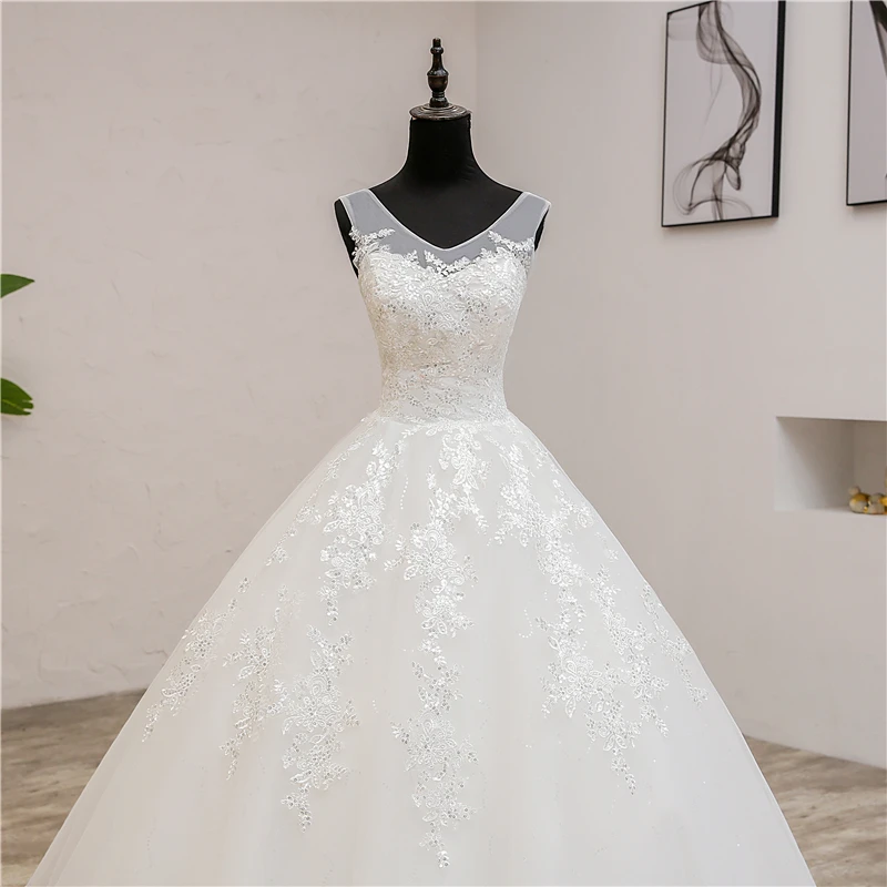 Vestido de novia clásico con cuello en V para niña, traje elegante con Apliques De encaje, 8, 2019