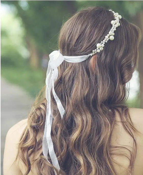 Accessori da sposa per copricapo con fascia per capelli con perle fatte a mano FANWEIMEI F242 Personalizzati