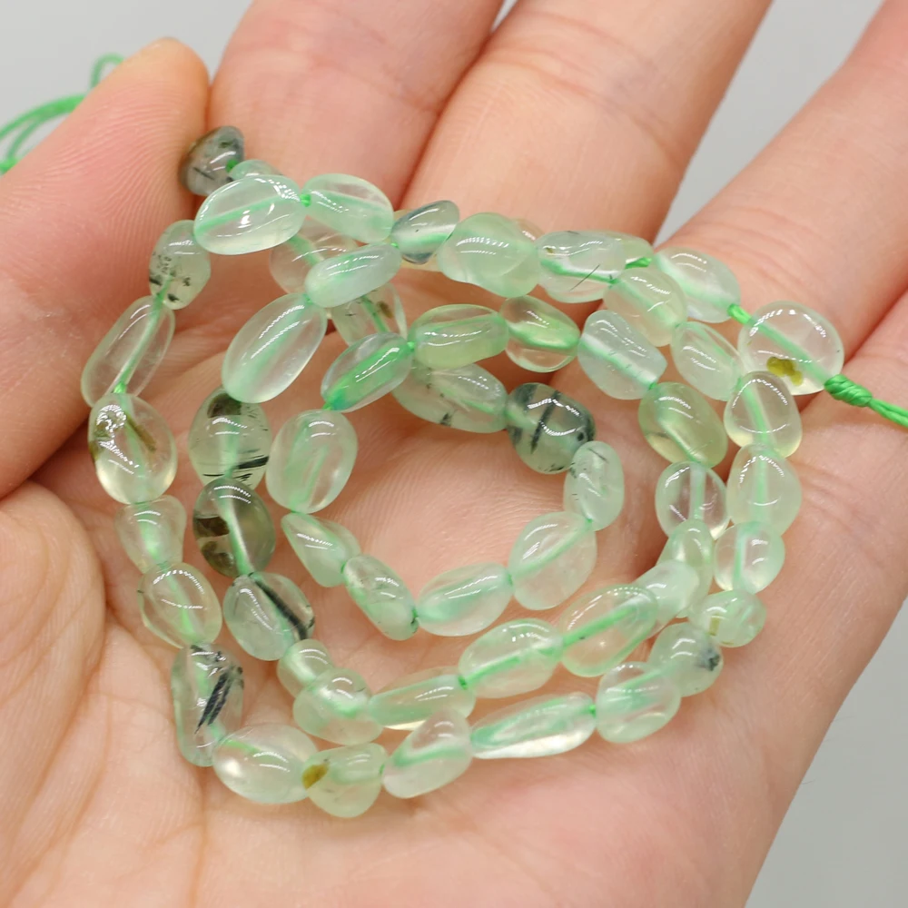 6-8mm Prehnite Freeform Beads Natural Stone Green Quartz Loose Spacer Beads For Jewelry Making DIY Charm Bracelet Necklace 14''