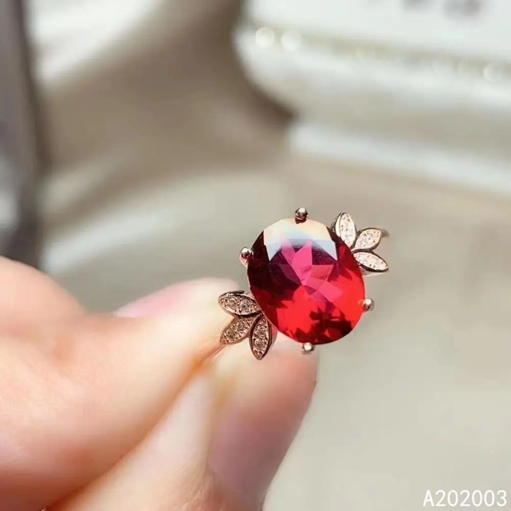 

KJJEAXCMY Fine Jewelry 925 Sterling Silver Inlaid Natural Red Topaz New Female Ring Luxury Support Detection