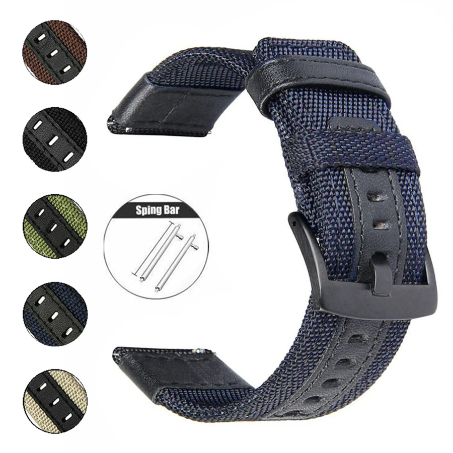 Correa tejida de nailon para Xiaomi huami Amazfit Bip/Stratos 2 2S 3/PACE/GTS/GTR, correa de reloj de 47MM 42 para Huawei Watch GT 2e GT2 Pro