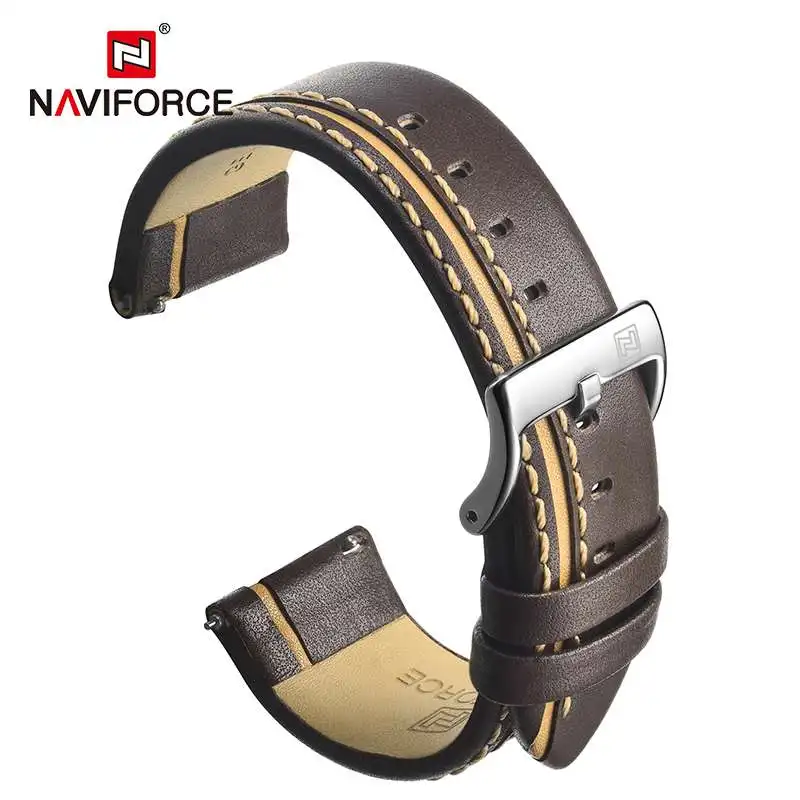 NAVIFORCE Sports Genuine Leather Watchbands Replace Men 24mm Top Luxury High Quality Watch Wrist Strap Black Brown Bracelet Belt