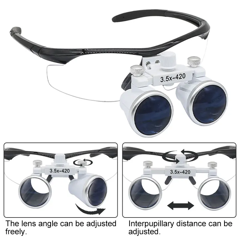 3.5X Medical Dental Loupes LED Magnifying Glasses with LED Head Light Lamp 420mm Dental Equipment Surgical Dentists Magnifier