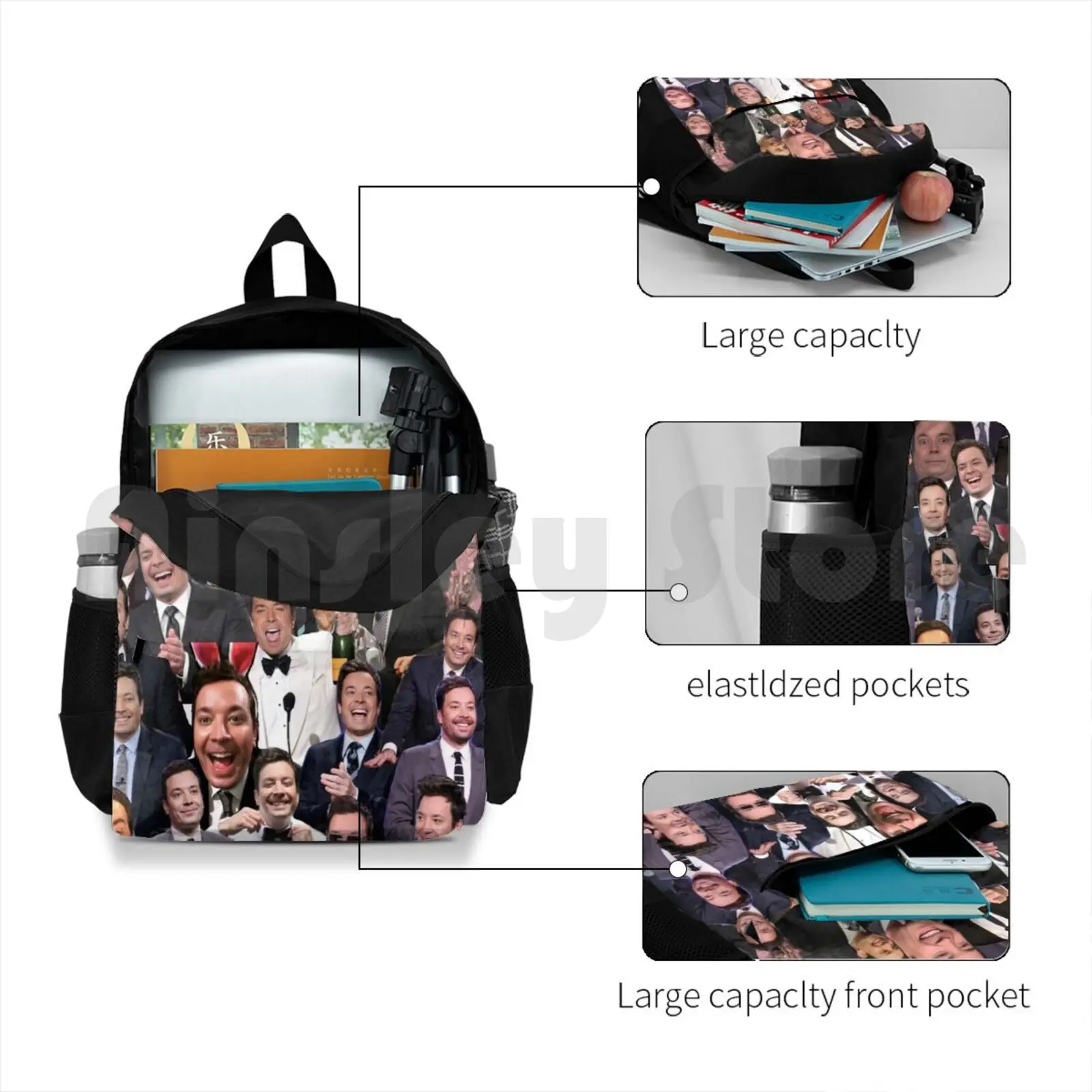 Jimmy Fallon Collage Outdoor Hiking Backpack Riding Climbing Sports Bag Jimmy Fallon The Tonight Show Starring Jimmy Fallon The