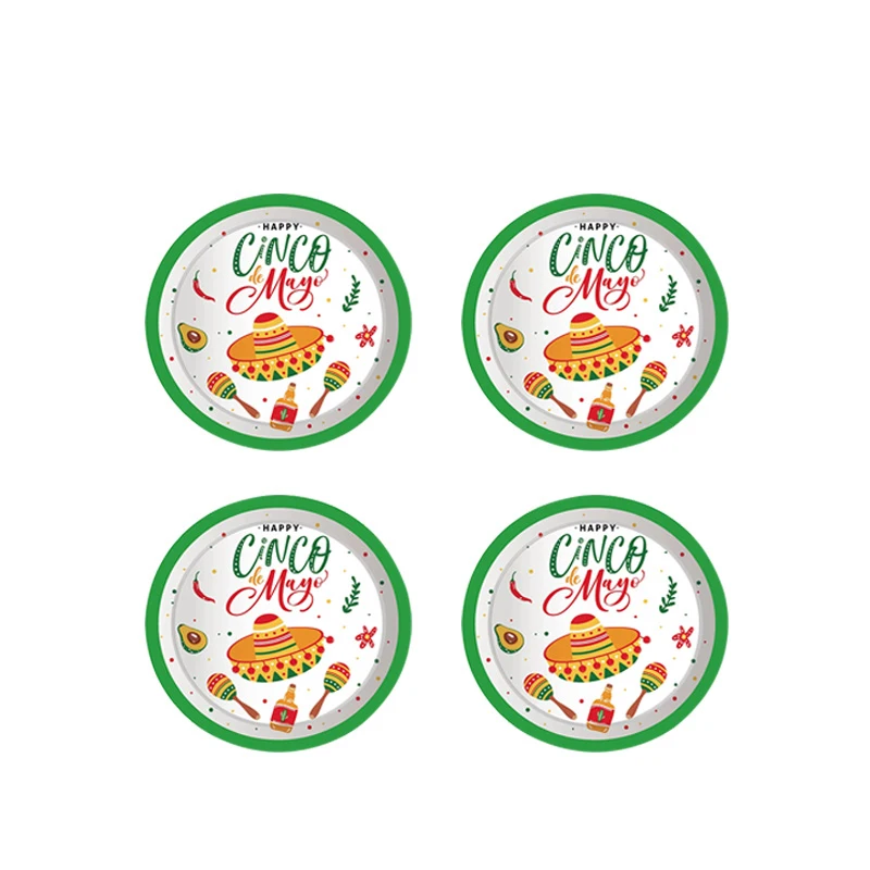Mexico Fiesta Cactus Theme Party Disposable Tableware Paper Plates Cup Napkins Taco Balloon Mexican Party Favors Decor Supplies