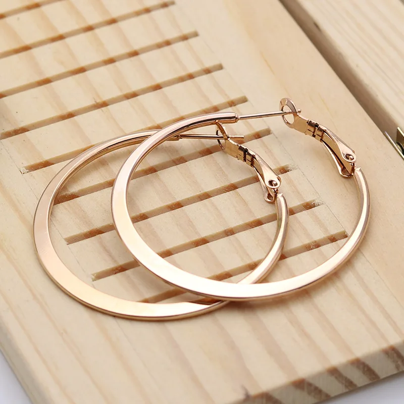 Fashion Big Hoop Earrings Geometric Statement Earring For Women Stainless Steel Gold Color Large Round Ear Rings Jewelry