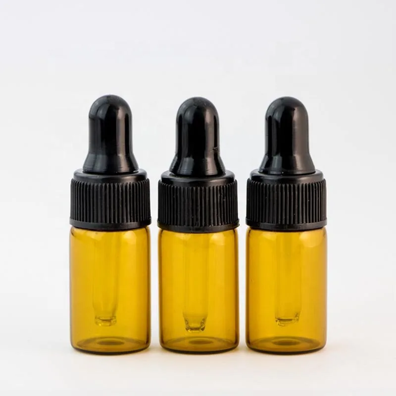 

3ml Amber Dropper Mini Glass Bottles Essential Oil Display Vial , 3ml Small Serum Perfume Sample Containers 2000pcs/lot