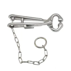 1pcs livestock chain bull nose ring Stainless Steel Cow Nose Ring Pliers Bull Cattle Bovine with Chain Pulling Tool
