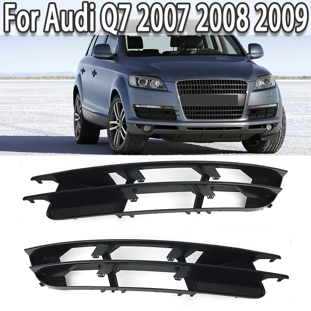 K-CAR Front Lower Bumper Grills Fog Light Grille Cover Black Plastic Left&Right For Audi Q7 2007 2008 2009 4L0807681 4L0807682