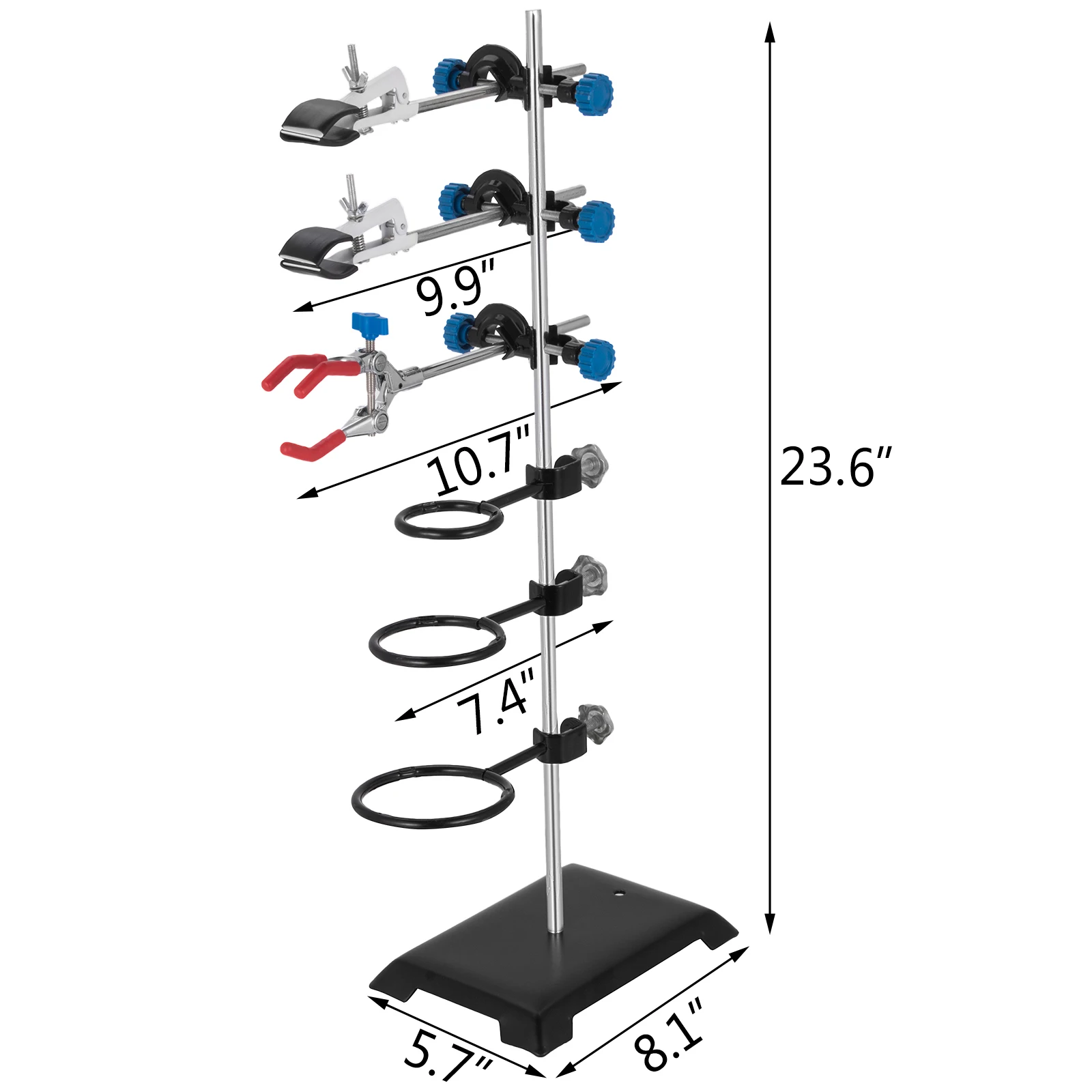 VEVOR Стойка лабораторной подставки с 3 регулируемыми зажимами и 3 колпаками школьные принадлежности из нержавеющей стали для преподавания химической биологии