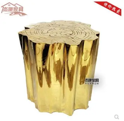 Champagne gold tree root stainless steel corner several small round table Retro Tea table telephone side table coffee table