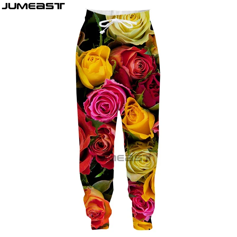 Jumeast Men Women 3D Beautiful Flowers Oversized Streetwear Harajuku Casual Long Pants Sweatpants Fashion Spring Autumn Trousers