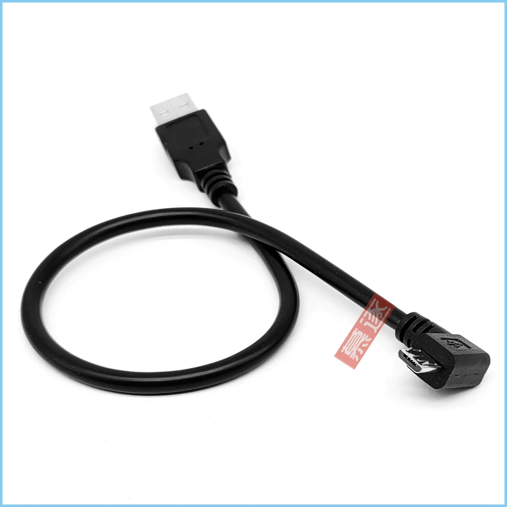 Cable conector de carga de datos para tableta, Micro USB macho a USB macho de 90 grados, arriba, abajo, izquierda y derecha, 25cm, 50cm, 2m, 1m