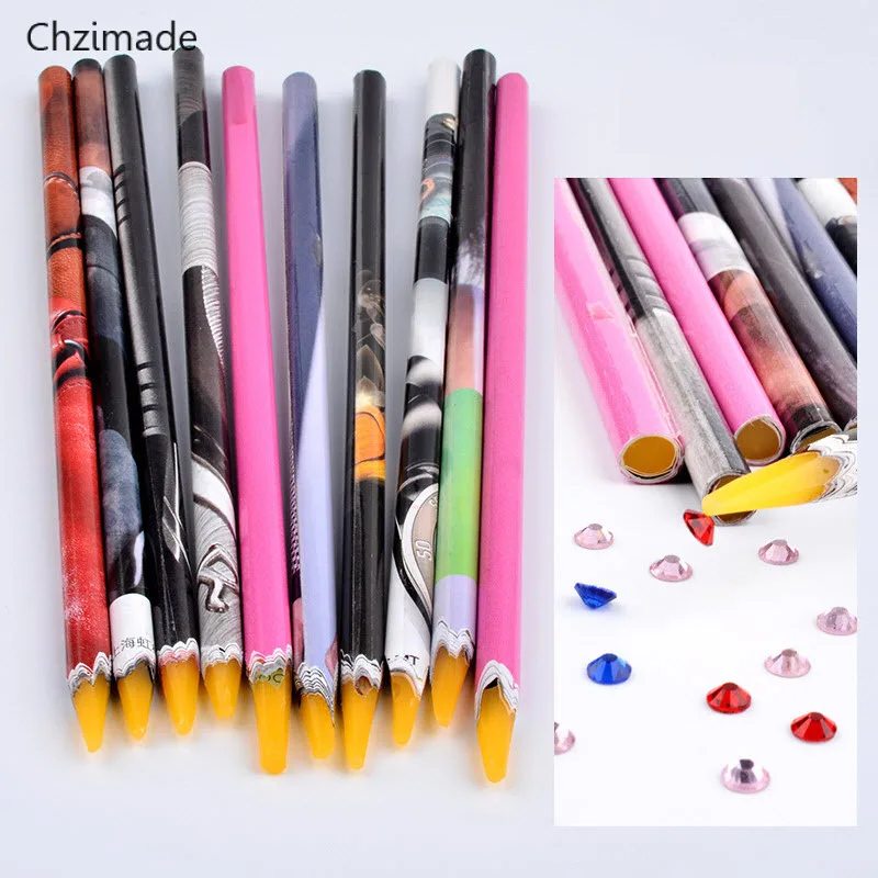 Lychee Life 1//5/10Pcs Pen Rhinestones Gems Picking Crystal Wax Pencil Nail Art Pen Dotting Tools