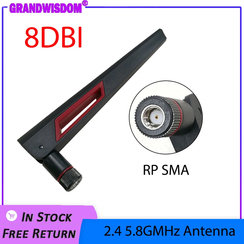 2.4 gigahertz 5 gigahertz 5.8 gigahertz antena real 8dbi RP-SMA conector antena dupla wi-fi antena sma roteador sem fio fêmea 2.4 ghz 5. 8 iot