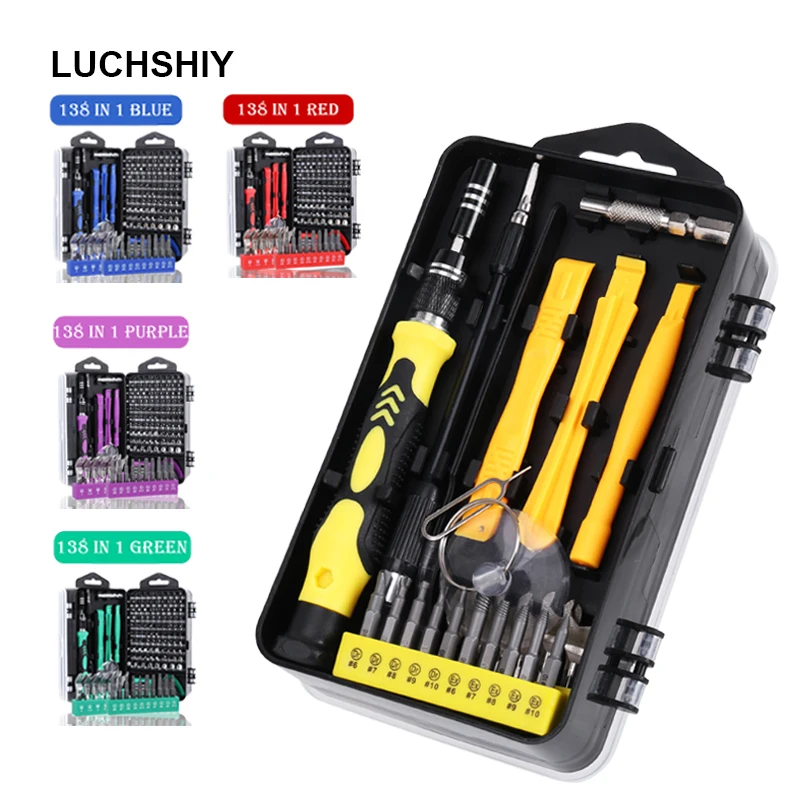 LUCHSHIY Precision Screwdriver Set 25/138 In 1 Torx Screw Bits Magnetic Phillips Hex Mobile Phone Repair Device Hand Tools Kit