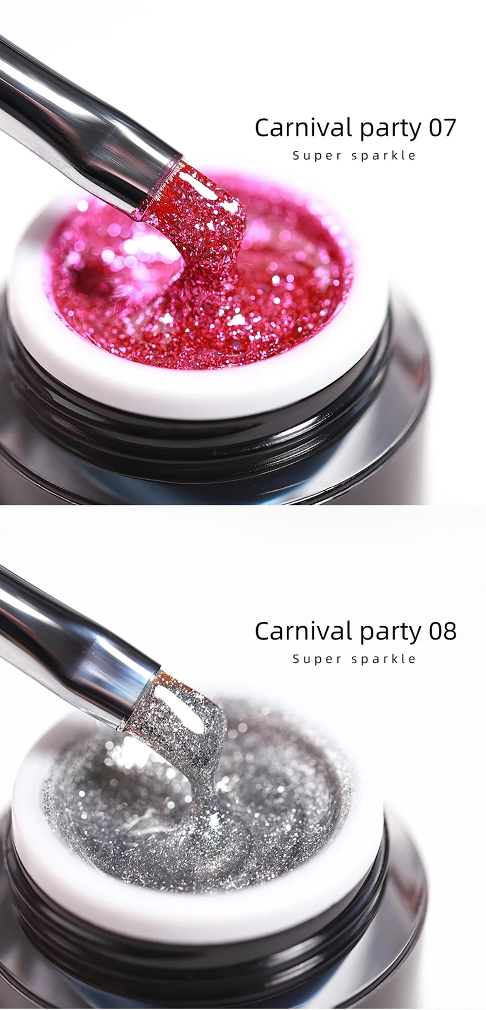 Vendeeni 12 Farben Japanischer Stil Glitzer-Platin-Nagelgel-Lack UV LED Aushärtbarer Gel-Lack Sternenhimmel Glänzender Gel-Lack 10g – Detail 6