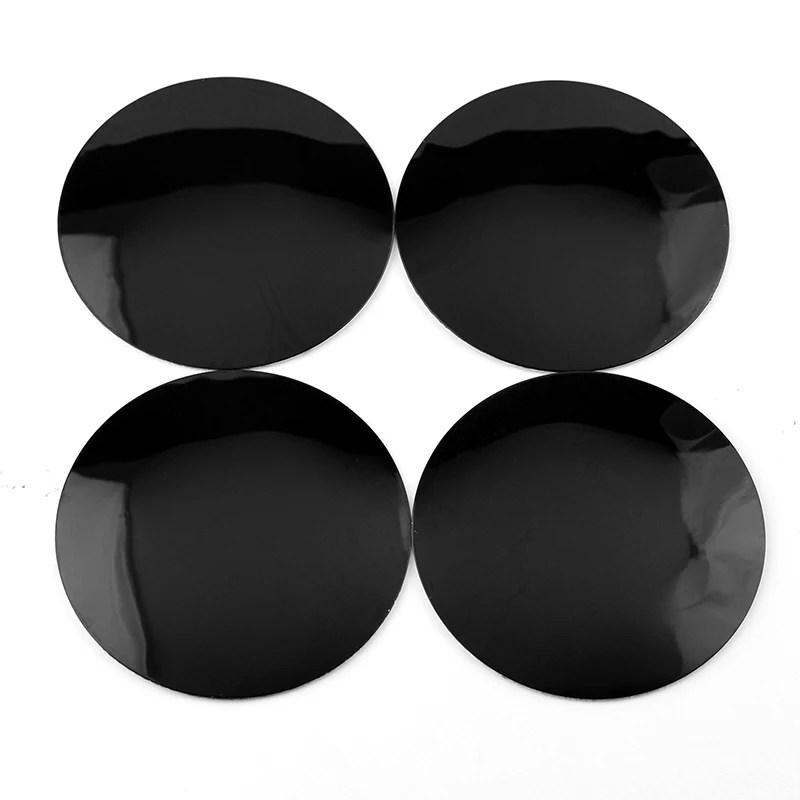 4pcs 78mm Wheel Center Hub caps Sticker Logo Sticker Car Accessories Bright Black Solid Color Aluminum