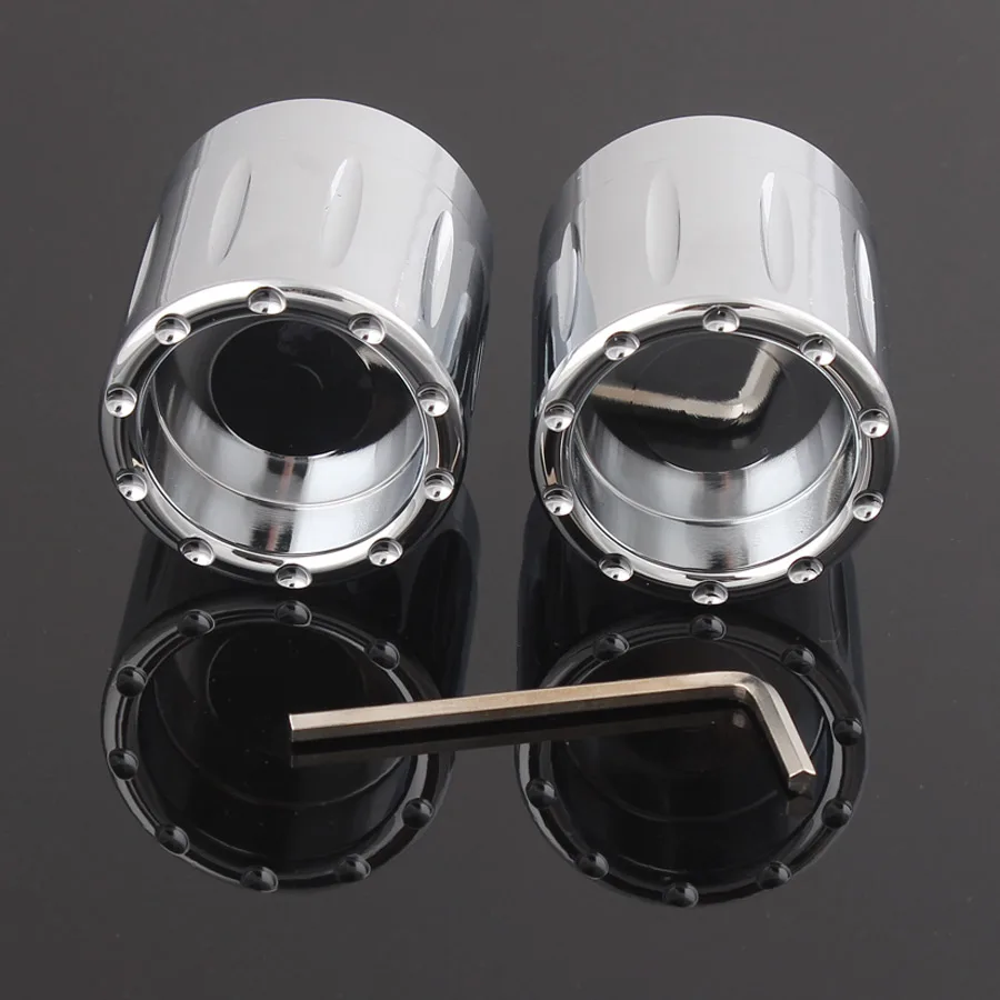 Motociclo del Bicromato di potassio Anteriore Assale Dado Coperture Caps 2pcs Per Harley Sportster XL883 XL1200 Dyna Stradale Bob Touring Softail