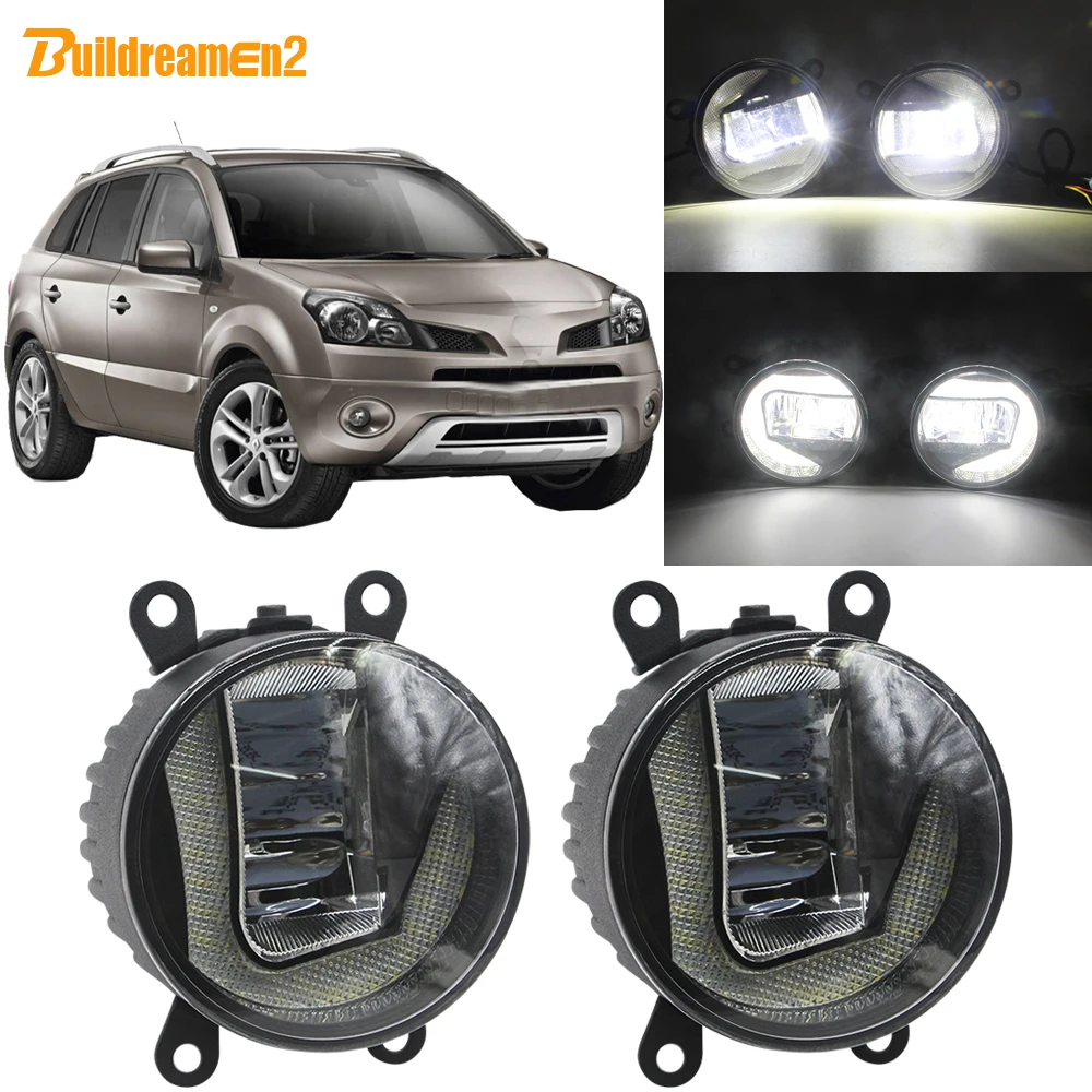 Buildreamen2 2 Pieces Car LED Projector Fog Lamp + Daytime Running Light H11 Socket 12V For Renault Koleos HY 2011-2015