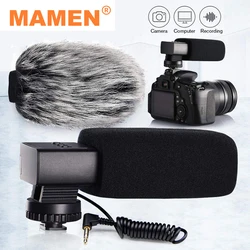 MAMEN Aluminum Alloy Camera Microphone Condenser Recording Microphone 3.5mm MIC For DSLR Camera Canon Nikon Sony Vlog Microfone